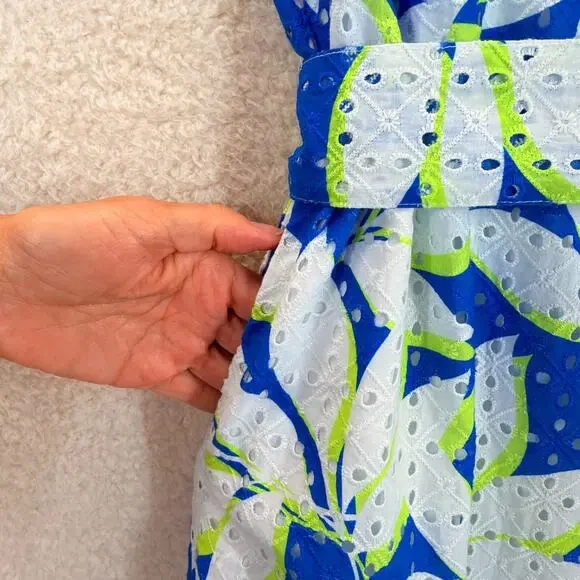 Draper James Eyelet Off Shoulder Midi Flounce Dress XL Multicolor Leaf Print - Picture 10 of 13